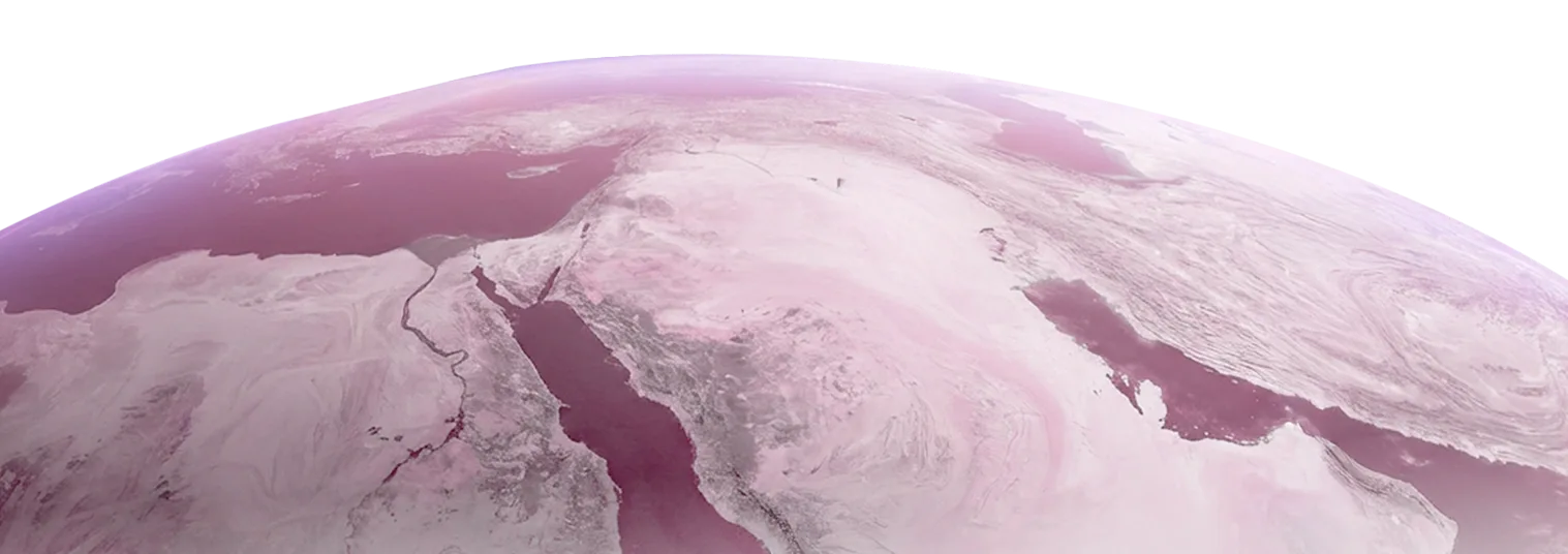 Pink globe showing the Middle East
